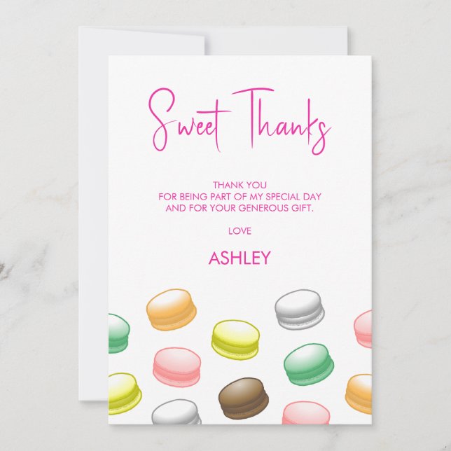 Macarons Sweet 16 Thank You Card (Front)