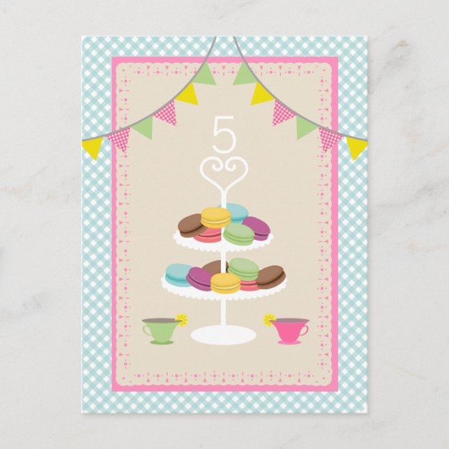 Macarons + Tea Party Postcard Invite (Front)