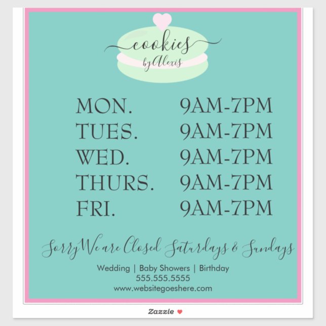 Macaroon Cookies Logo Bakery Business Sign Sticker (Sheet)