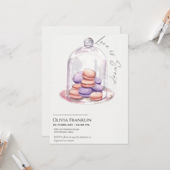 macaroon theme bridal shower invitation (Front/Back In Situ)