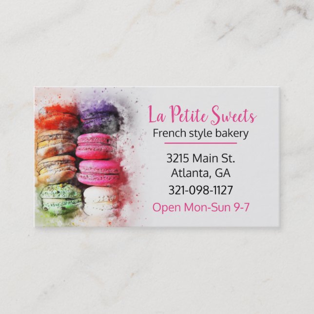 Macaroons Bakery Themed Business Card (Front)