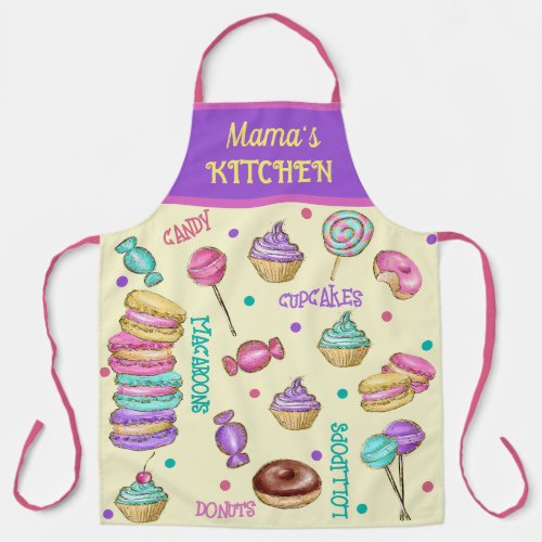 Macaroons Cupcakes Lollipops and Donuts Apron