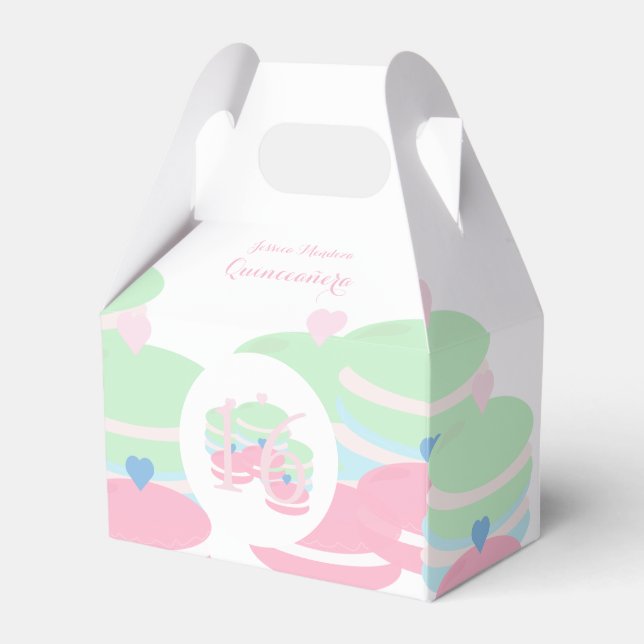 Macaroons Quince Sweet 16 Pastel  Favor Boxes (Front Side)