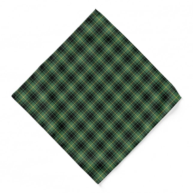 MacArthur Clan Tartan Green, Black & Yellow Plaid  Bandana (Front)