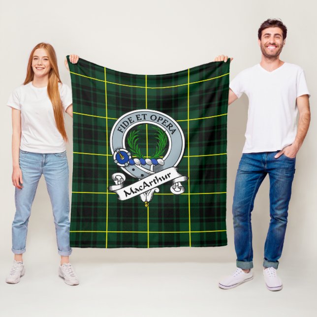 MacArthur Modern Clan Badge Tartan Plaid Fleece Blanket (In Situ)