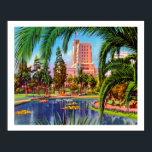 MacArthur Park Poster<br><div class="desc">Digital version of a vintage postcard of MacArthur Park in Los Angeles, California, with border. The border color is customizable.</div>
