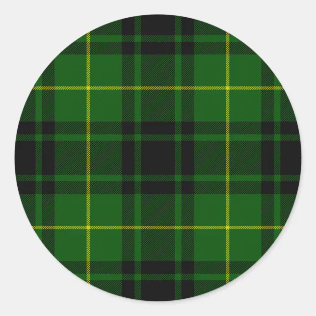 MacArthur tartan green plaid Classic Round Sticker | Zazzle