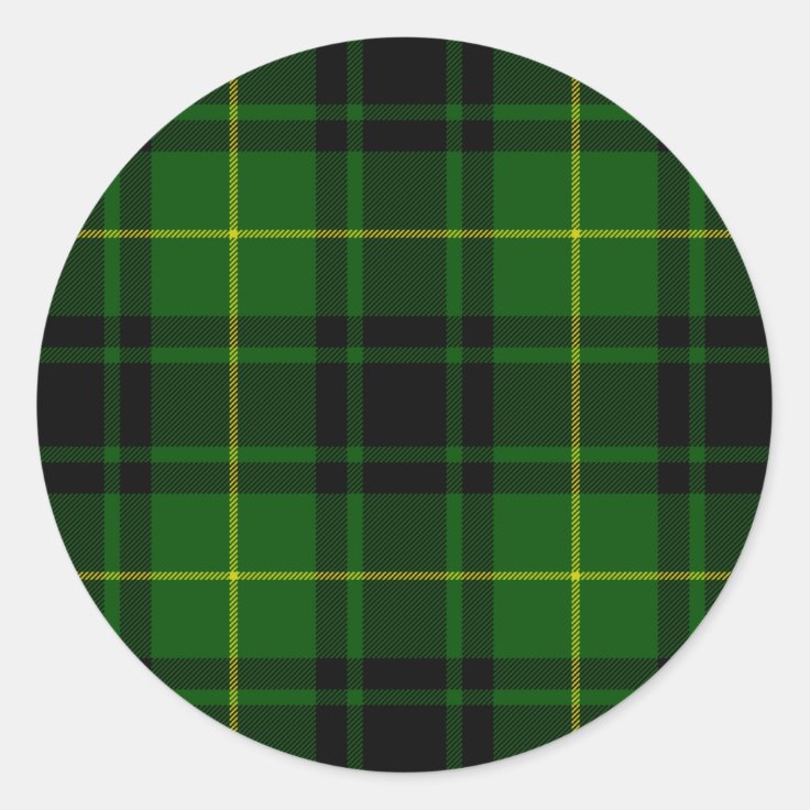 MacArthur tartan green plaid Classic Round Sticker | Zazzle