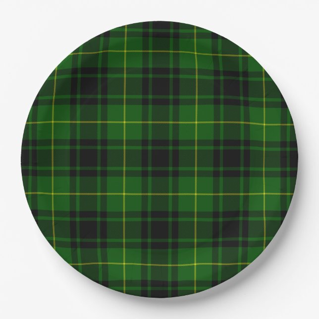 MacArthur tartan green plaid Paper Plates (Front)