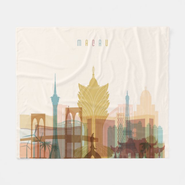 Macau, China | City Skyline Fleece Blanket (Front (Horizontal))