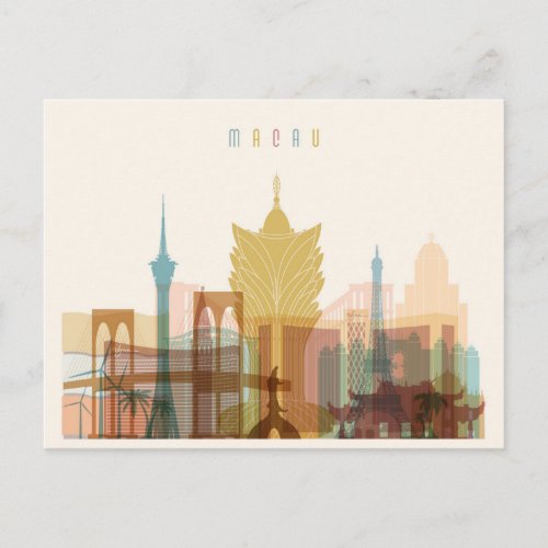 Macau China  City Skyline Postcard