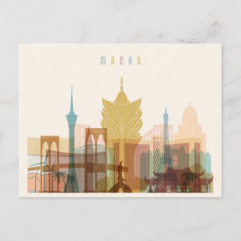 Macau  China | City Skyline Postcard by adventurebeginsnow at Zazzle