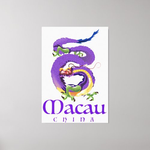 Macau China Dragon travel poster Canvas Print
