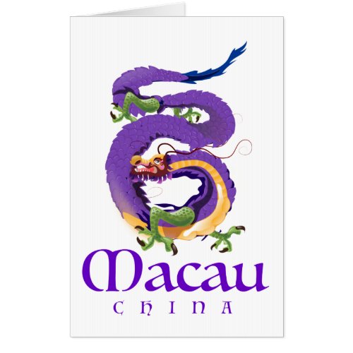 Macau China Dragon travel poster Card