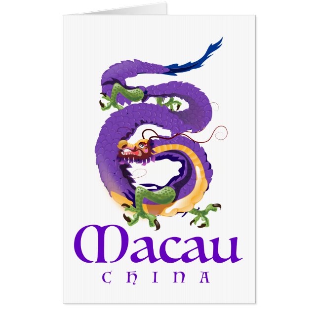 Macau China Dragon travel poster. Card (Front)