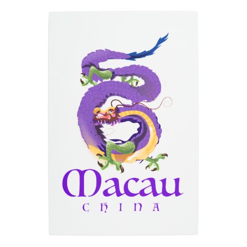 Macau China Dragon travel poster Metal Print