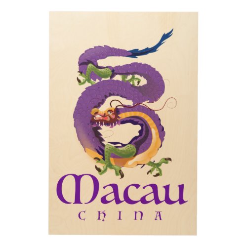 Macau China Dragon travel poster Wood Wall Art