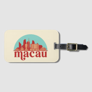 Macau China Retro City Skyline Cityscape Art Luggage Tag