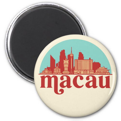 Macau China Retro City Skyline Cityscape Art Magnet