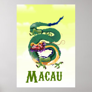 Macau China Retro style travel poster