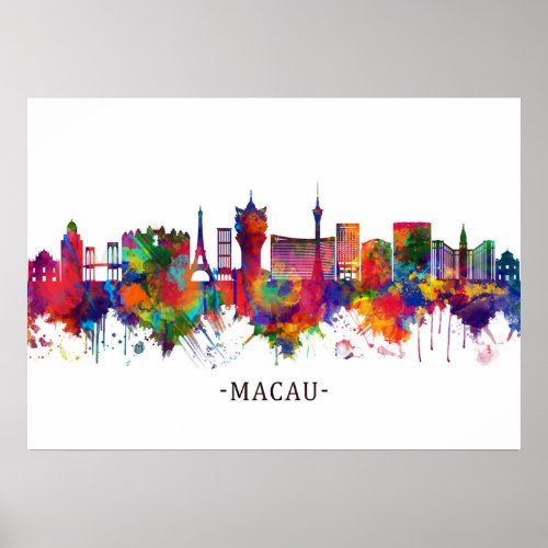 Macau China Skyline Poster