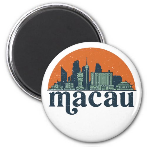 Macau China Vintage City Skyline Cityscape Art Magnet