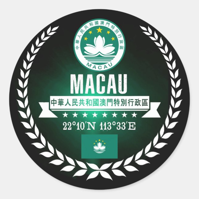 Macau Classic Round Sticker (Front)