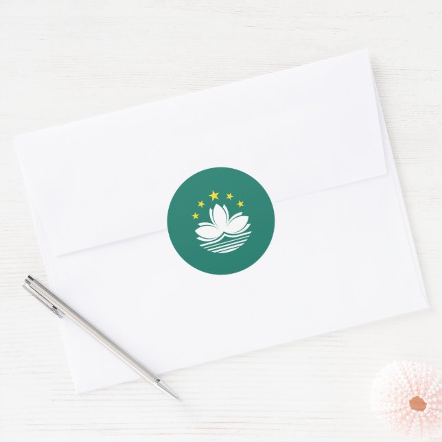 Macau flag classic round sticker (Envelope)
