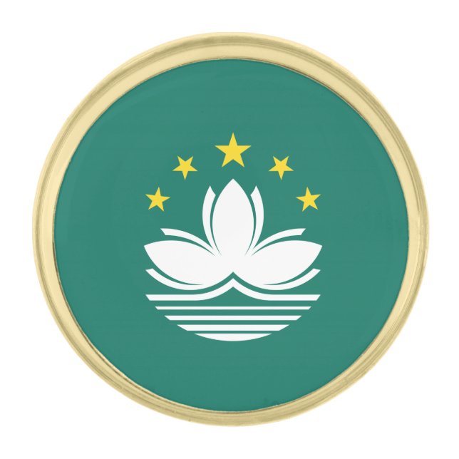 Macau Flag Gold Finish Lapel Pin (Front)