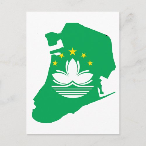 Macau flag map postcard
