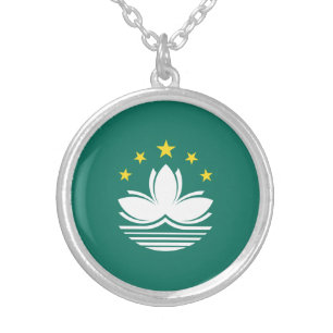 Macau Flag Silver Plated Necklace