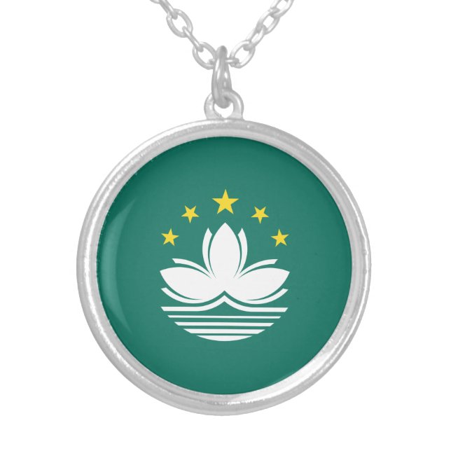 Macau Flag Silver Plated Necklace (Front)