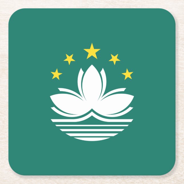 Macau Flag Square Paper Coaster (Front)