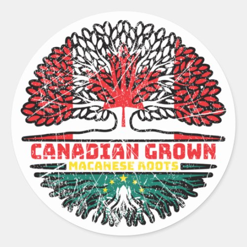 Macau Macanese Canadian Canada Tree Roots Flag Classic Round Sticker