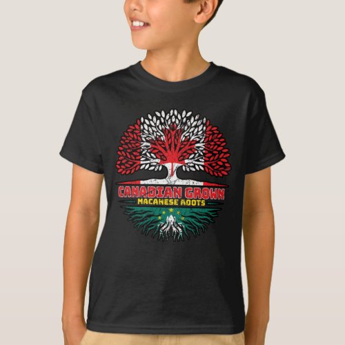 Macau Macanese Canadian Canada Tree Roots Flag T_Shirt
