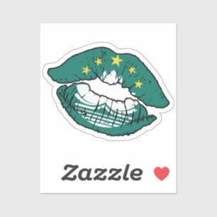 Macau Macanese Lipstick Love Flag Sticker