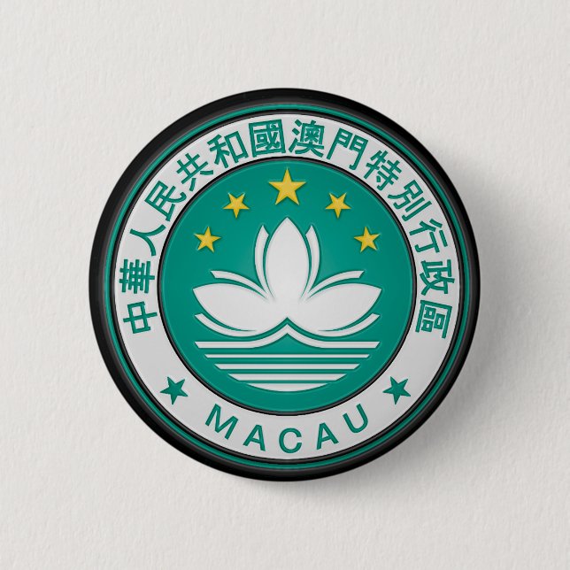 Macau Round Emblem Pinback Button (Front)