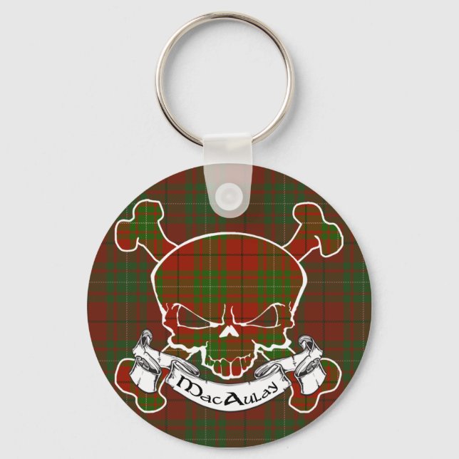 MacAulay Tartan Skull Keychain (Front)