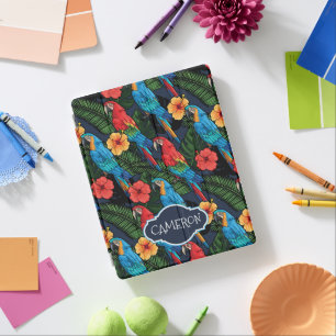 Macaw And Hibiscus Pattern Add Your Name iPad Smart Cover