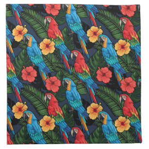 Macaw And Hibiscus Pattern Cloth Napkin