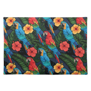 Macaw And Hibiscus Pattern Placemat