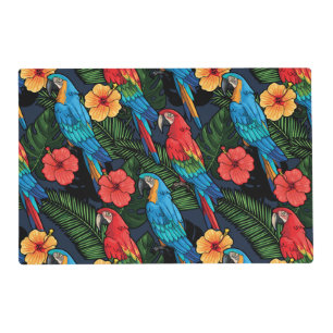 Macaw And Hibiscus Pattern Placemat