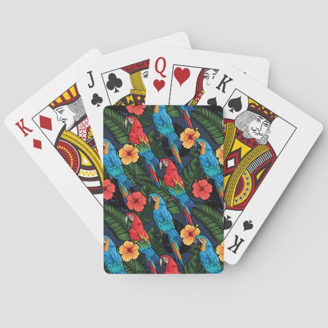 Macaw And Hibiscus Pattern Poker Cards (Back)
