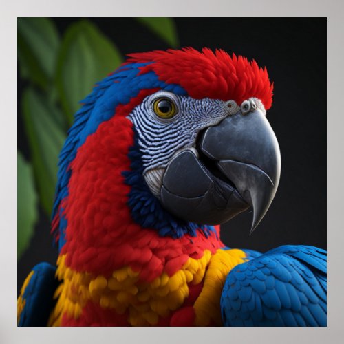 Macaw bird 3D high detail vibrant colour Poster