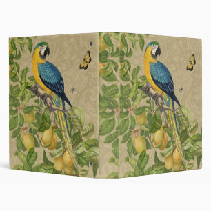 Macaw Blue Yellow Tropical Jungle Antique 3 Ring Binder