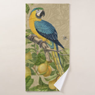 Macaw Blue Yellow Tropical Jungle Antique Bath Towel Set