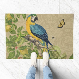 Macaw Blue Yellow Tropical Jungle Antique Doormat
