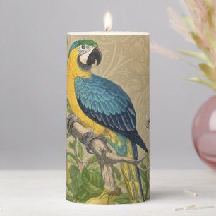 Macaw Blue Yellow Tropical Jungle Antique Pillar Candle