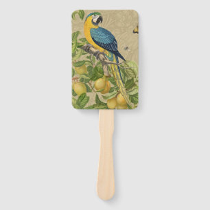Macaw Classic Victorian Tropical Parrot and Lemon  Hand Fan