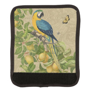 Macaw Classic Victorian Tropical Parrot and Lemon Luggage Handle Wrap